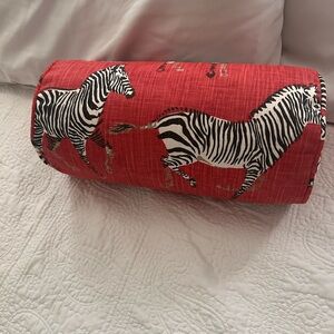 Zebra Print Red Bolster Pillow - Home Bedding